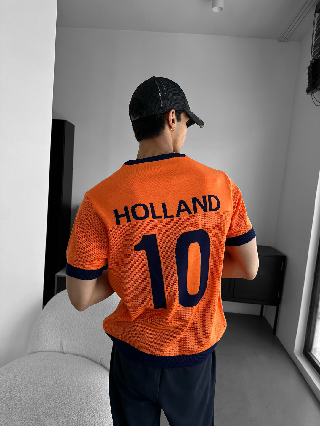 Oversize Holland Knit T-shirt - Orange