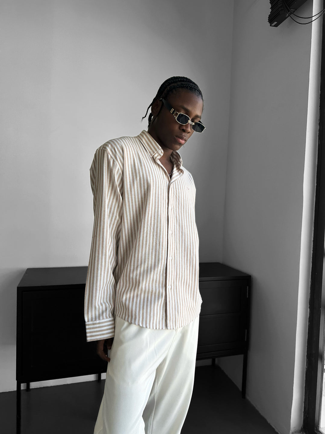 Striped Oxford Shirt - Beige