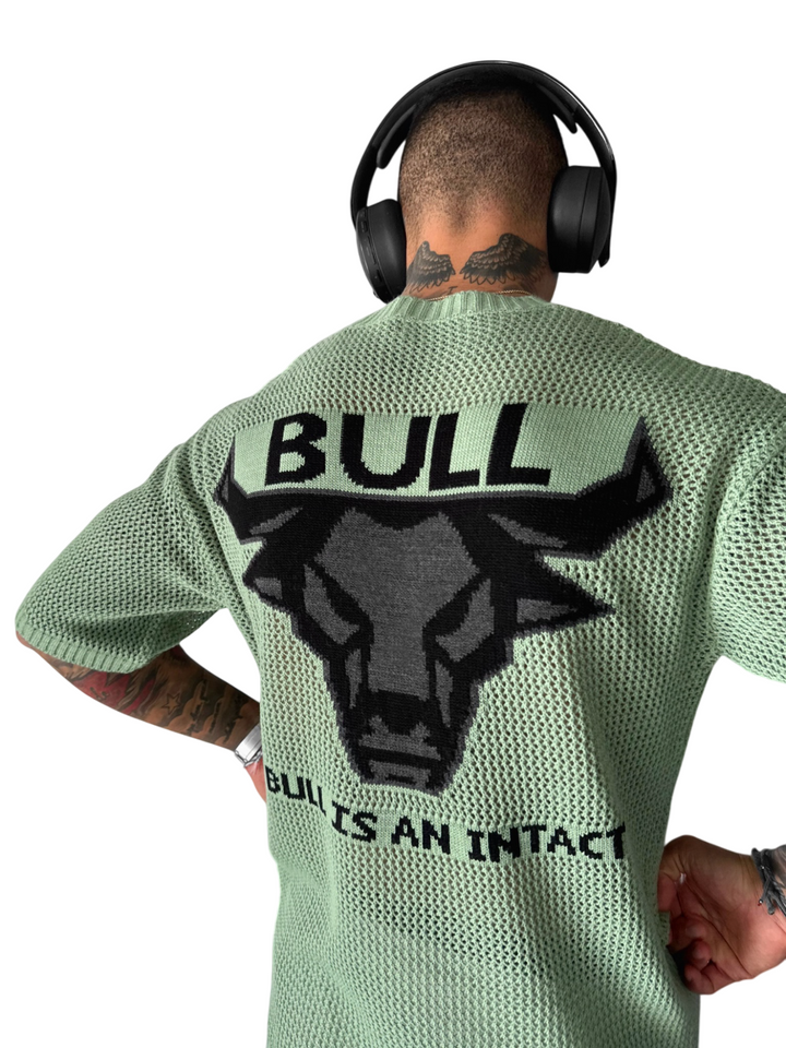 Oversize Bull Knit T-Shirt- Green