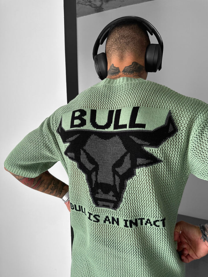 Oversize Bull Knit T-Shirt- Green