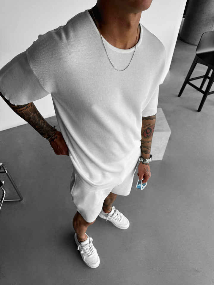 Oversize Knit T-Shirt- White