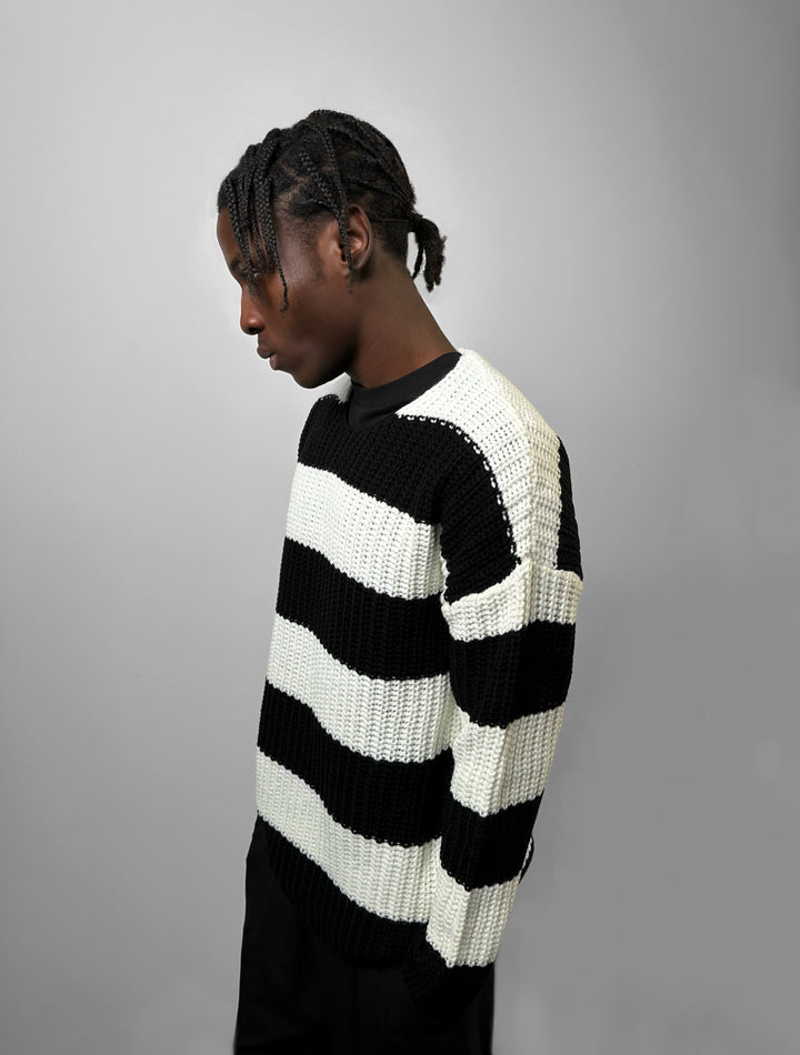 Regular Fit Wide Stripe Sweater - Black