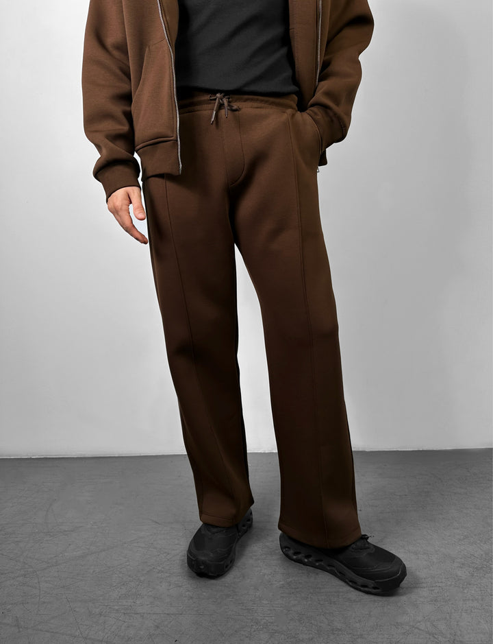 Loose Fit Seam Trousers - Brown
