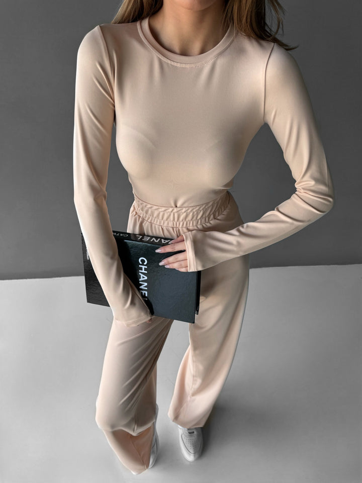 Wide Leg Trousers - Creme