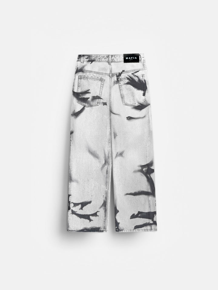 Baggy Partly Dyed Jeans - Light Grey