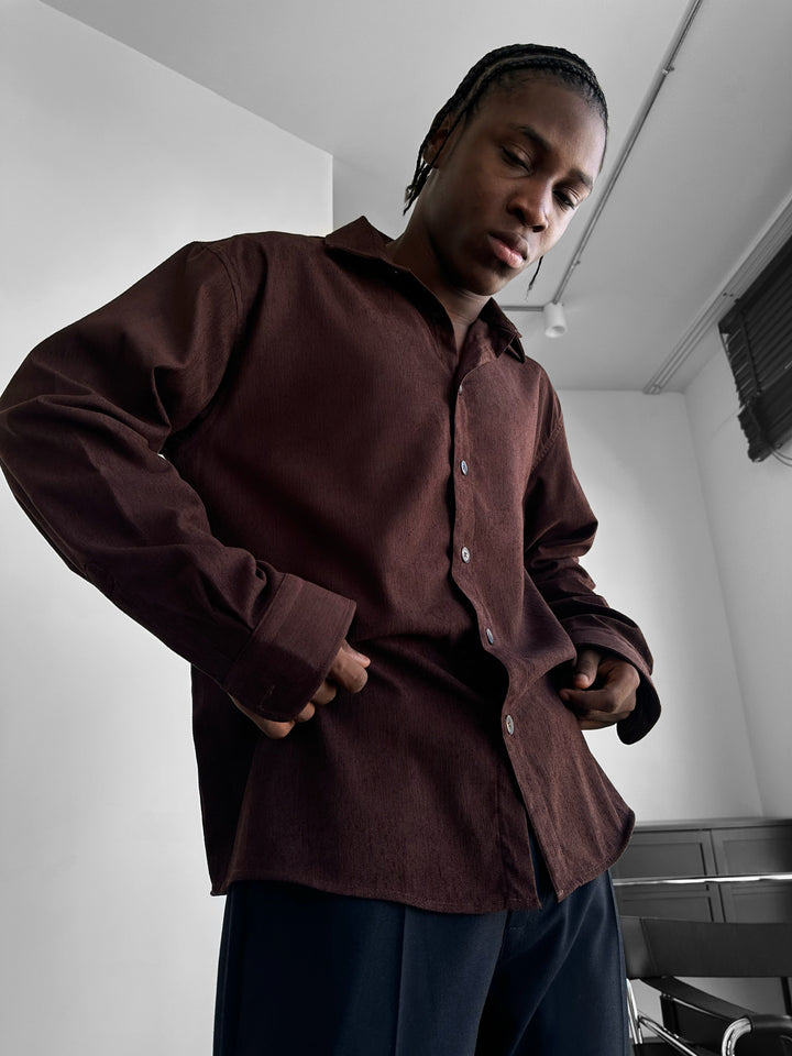 Oversize Velvet Shirt - Brown