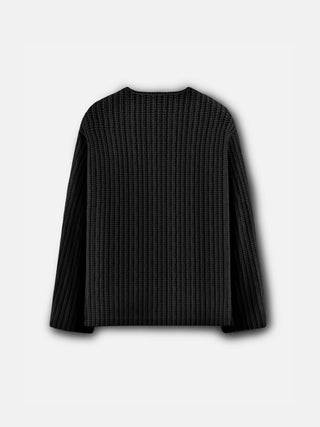 Regular Fit cutout Knit Sweater - Black
