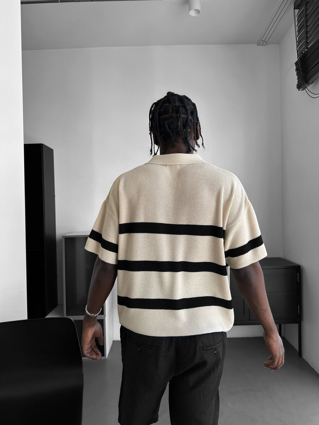 Regular Knit Zipper T-shirt - Cream