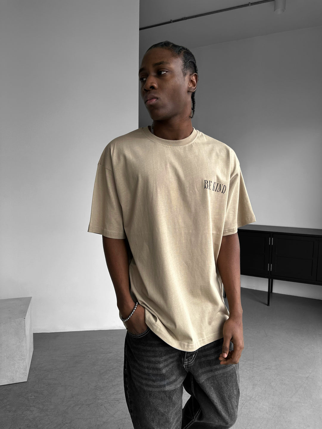 Oversize Be Kind T-shirt - Stone