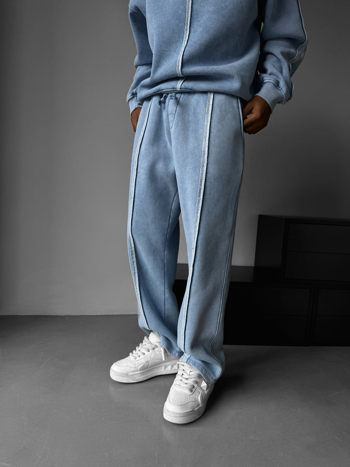 Loose Fit washed Seam Trousers - Babyblue