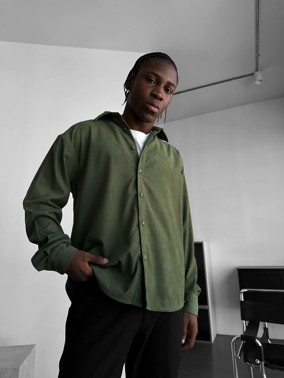 Oversize Velvet Shirt - Khaki