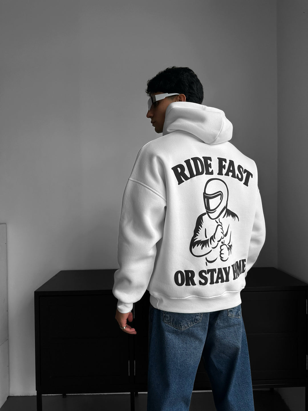 Oversize Ride Fast Hoodie - Ecru