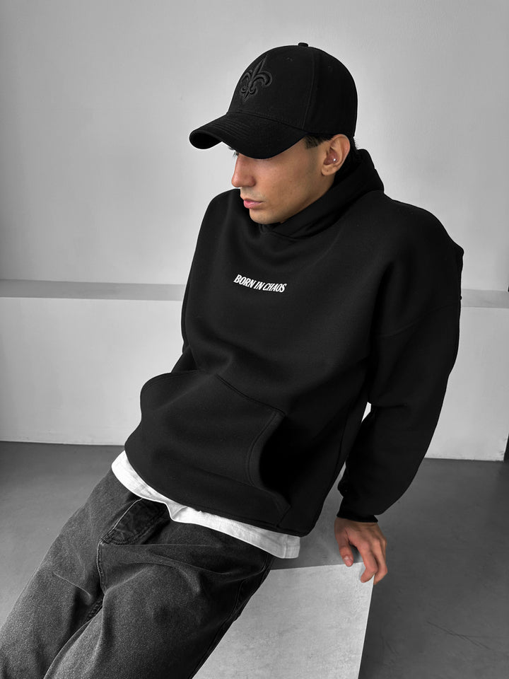 Oversize Skeleton Born in Chaos Hoodie - Black