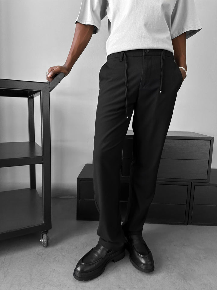 Modern Cut Casual Trousers - Black