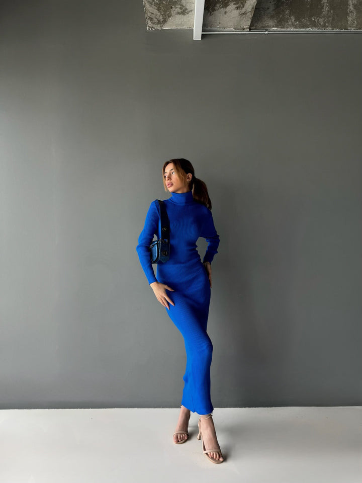 High Neck Knit Dress - Saks