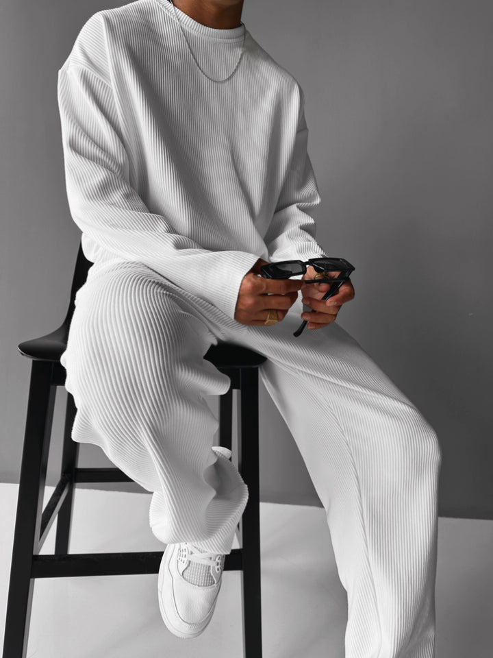 Oversize Cord Sweater - White