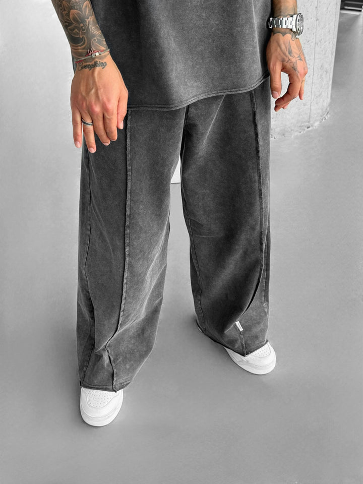 Loose Fit Washed Seam Trousers - Anthracite