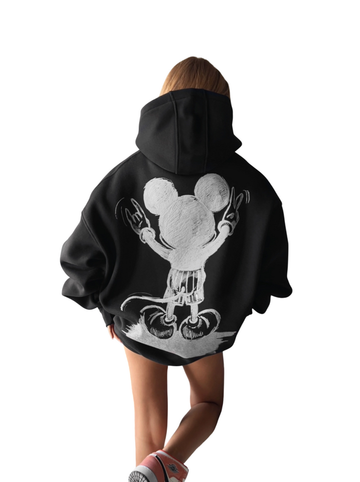 Oversize Mouse Hoodie - Black and White