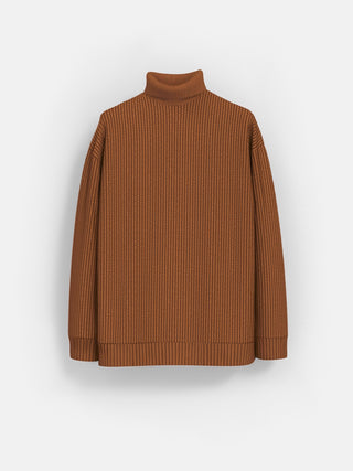 Oversize Collar Knit Sweater - Coffee