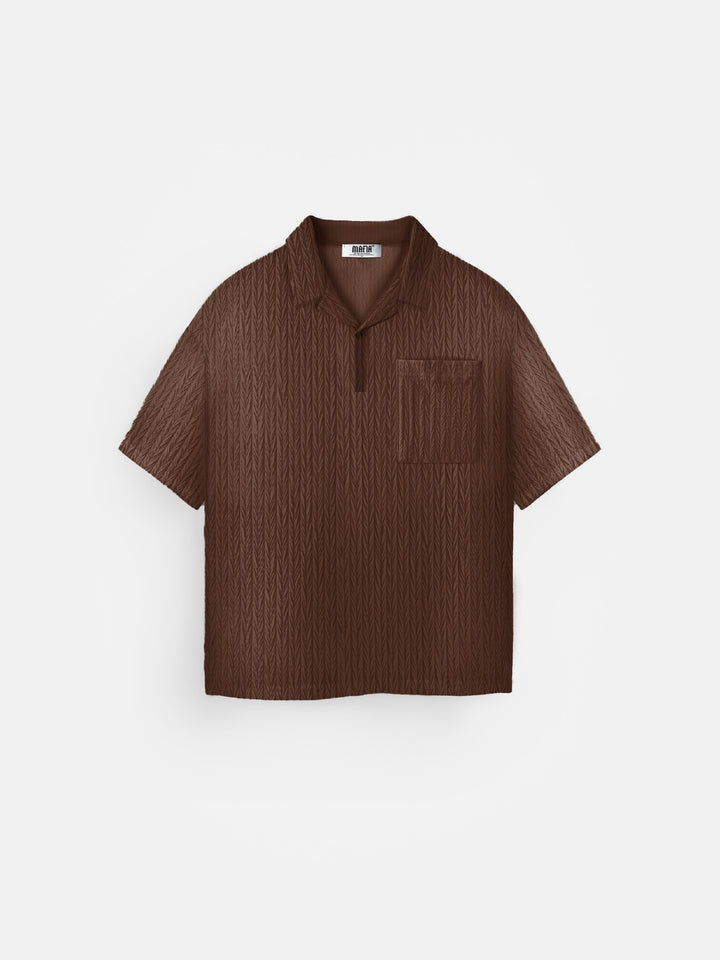 Oversize Structured Polo T-Shirt - Cappucino