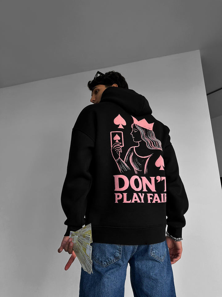 Oversize Don't Play Fair Hoodie - Black