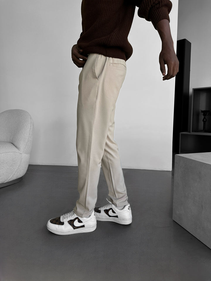 Modern Cut Casual Trousers - Beige