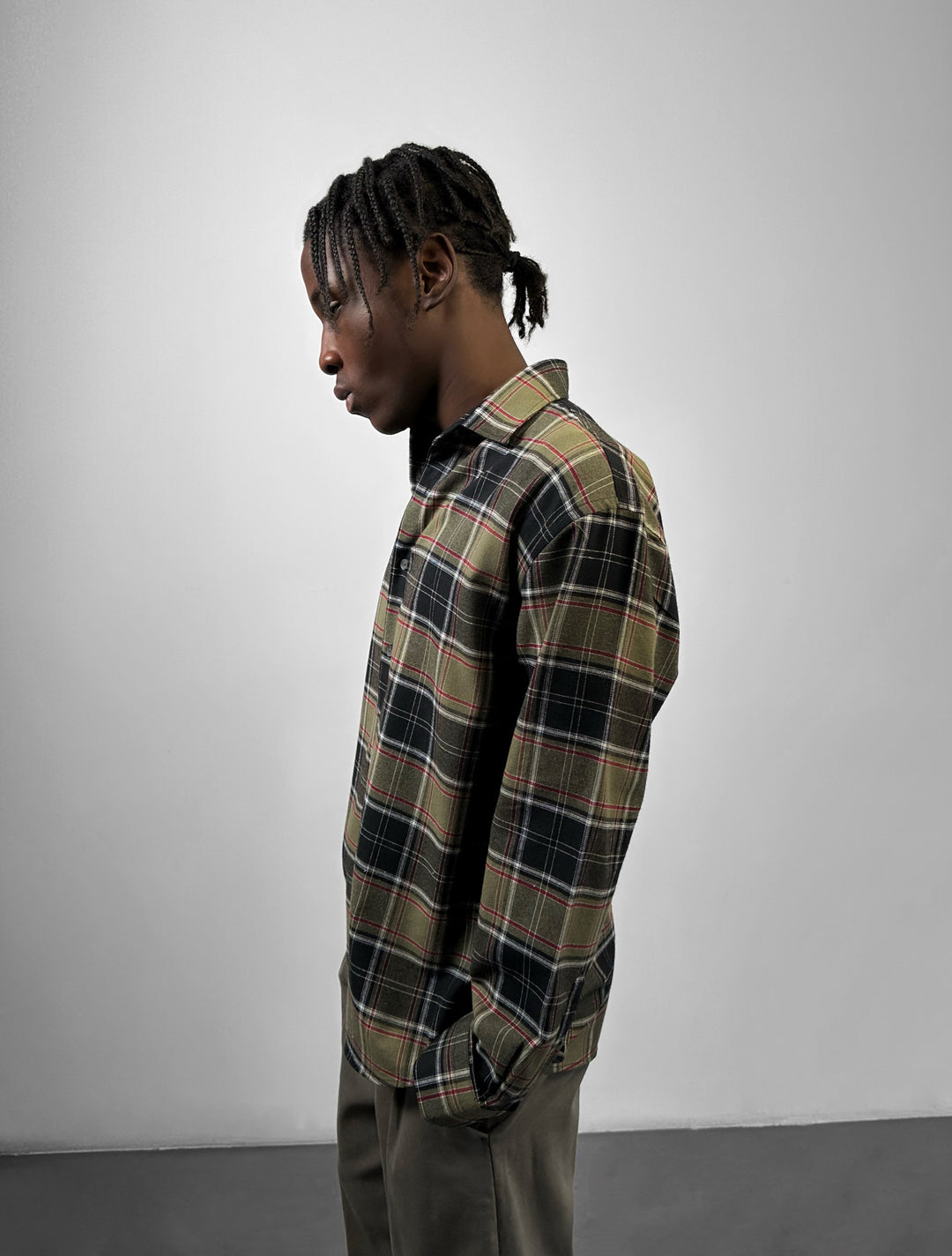 Regular Fit Wide Check Shirt - Khaki