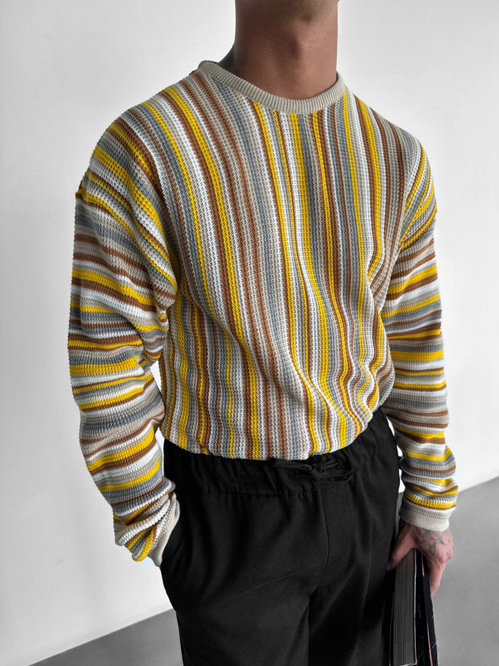 Thin Striped Sweater - Stone