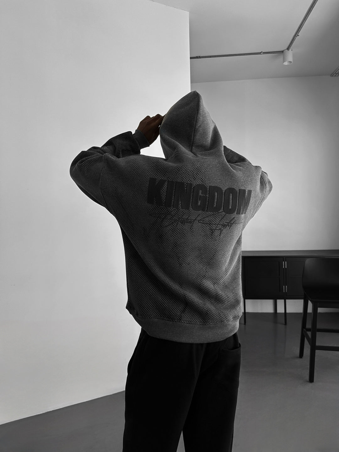 Oversize Kingdom Hoodie - Anthracite Melange and Black