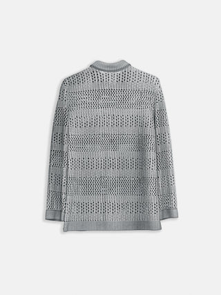 Oversize Holey Cardigan - Grey