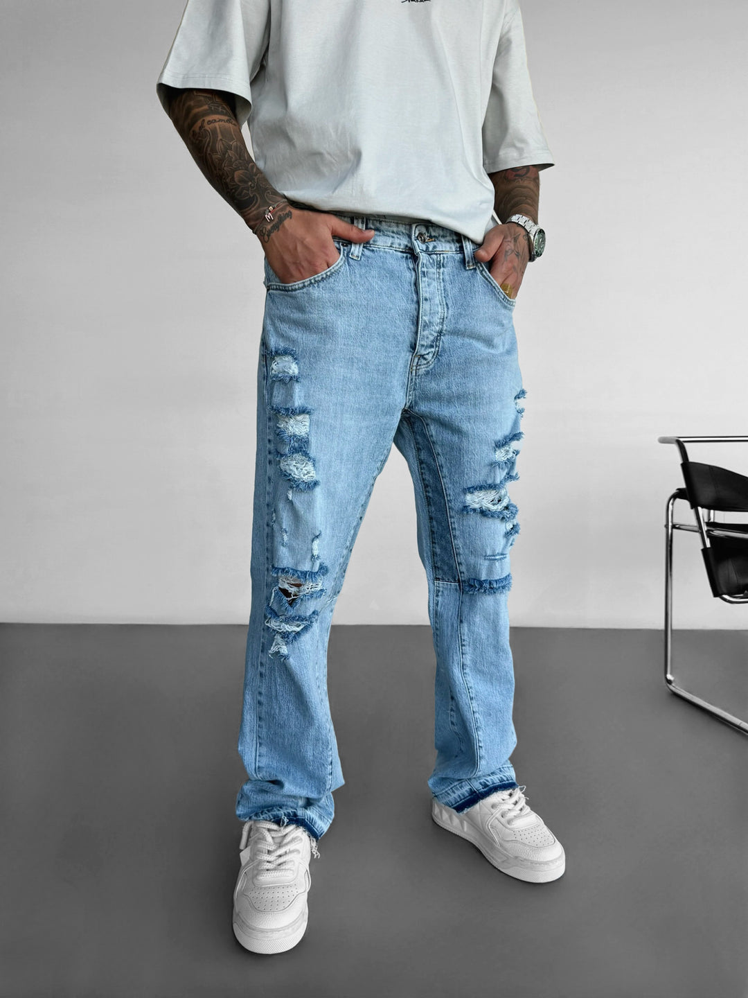 Baggy Torn Jeans - Blue