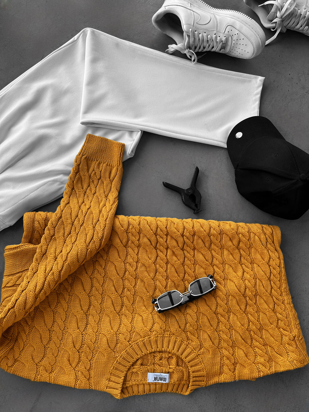 Oversize Knit Braid Sweater - Saffron