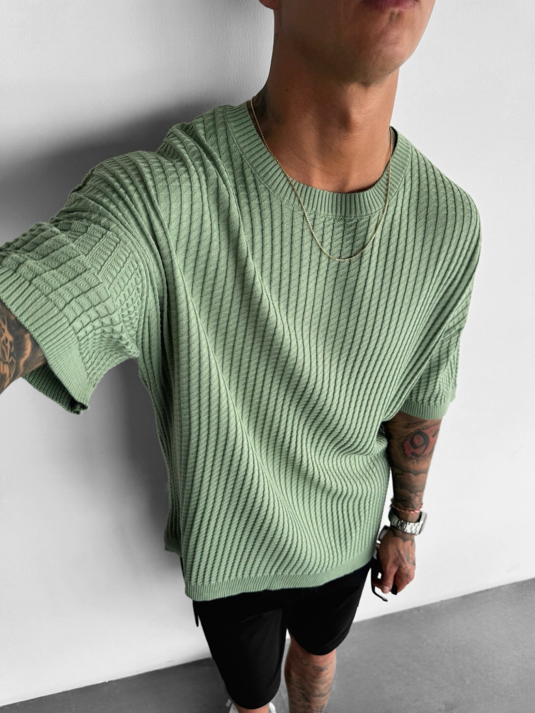 Oversize Waffle T-Shirt - Green