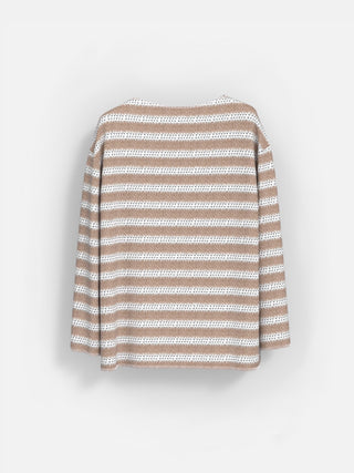 Oversize Striped Knit Sweater - Beige