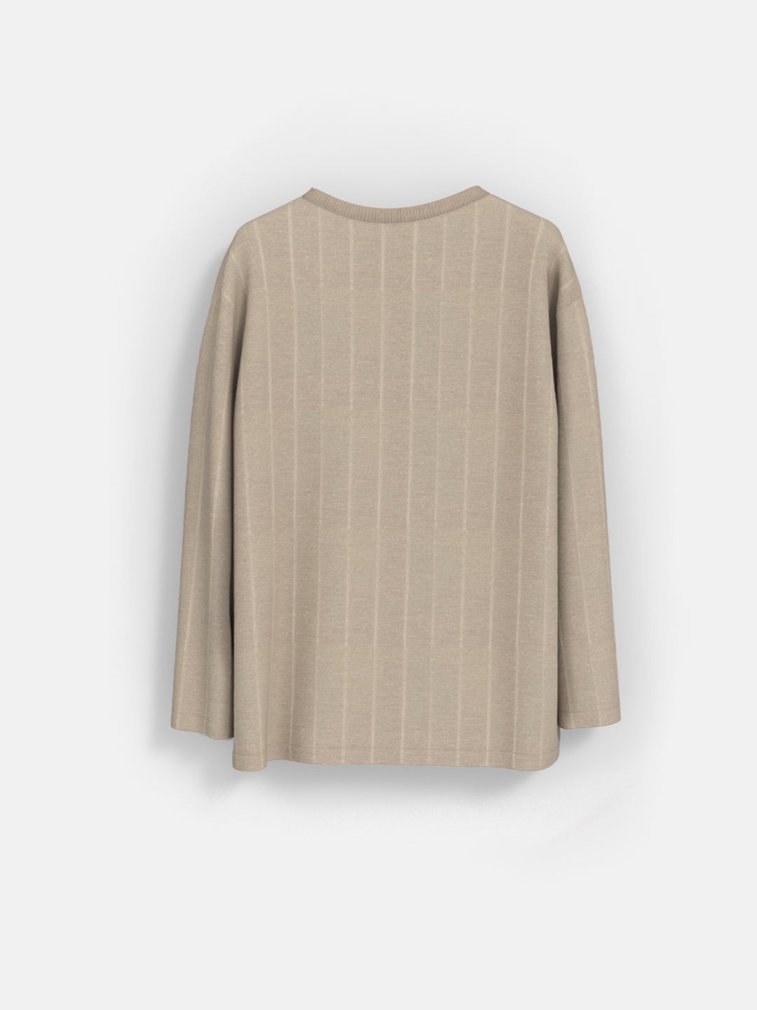 Regular Fit Strip Sweater -  Beige