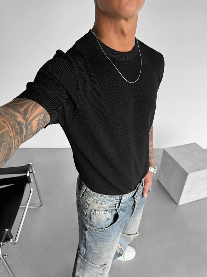 Oversize Knit T-Shirt - Black