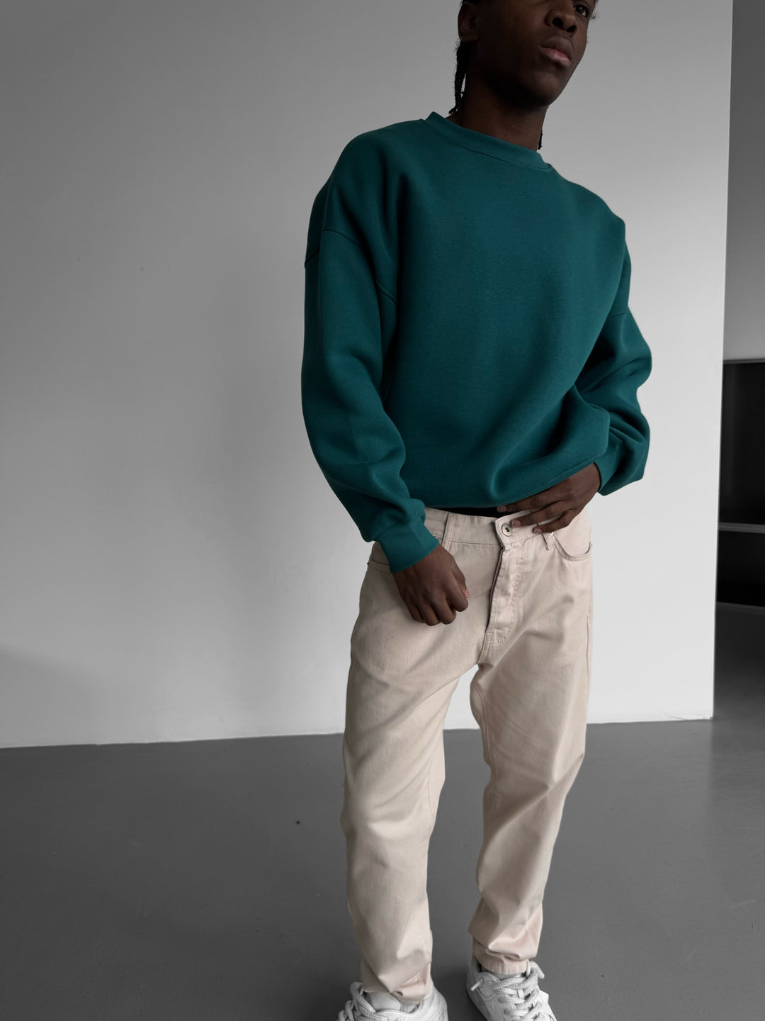 Oversize Basic Sweater - Sea Moss