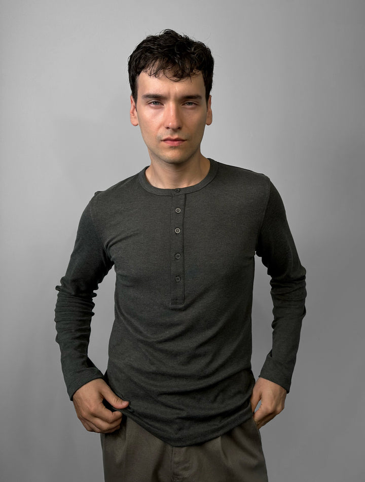 Oversize Button Sweatshirt - Khaki
