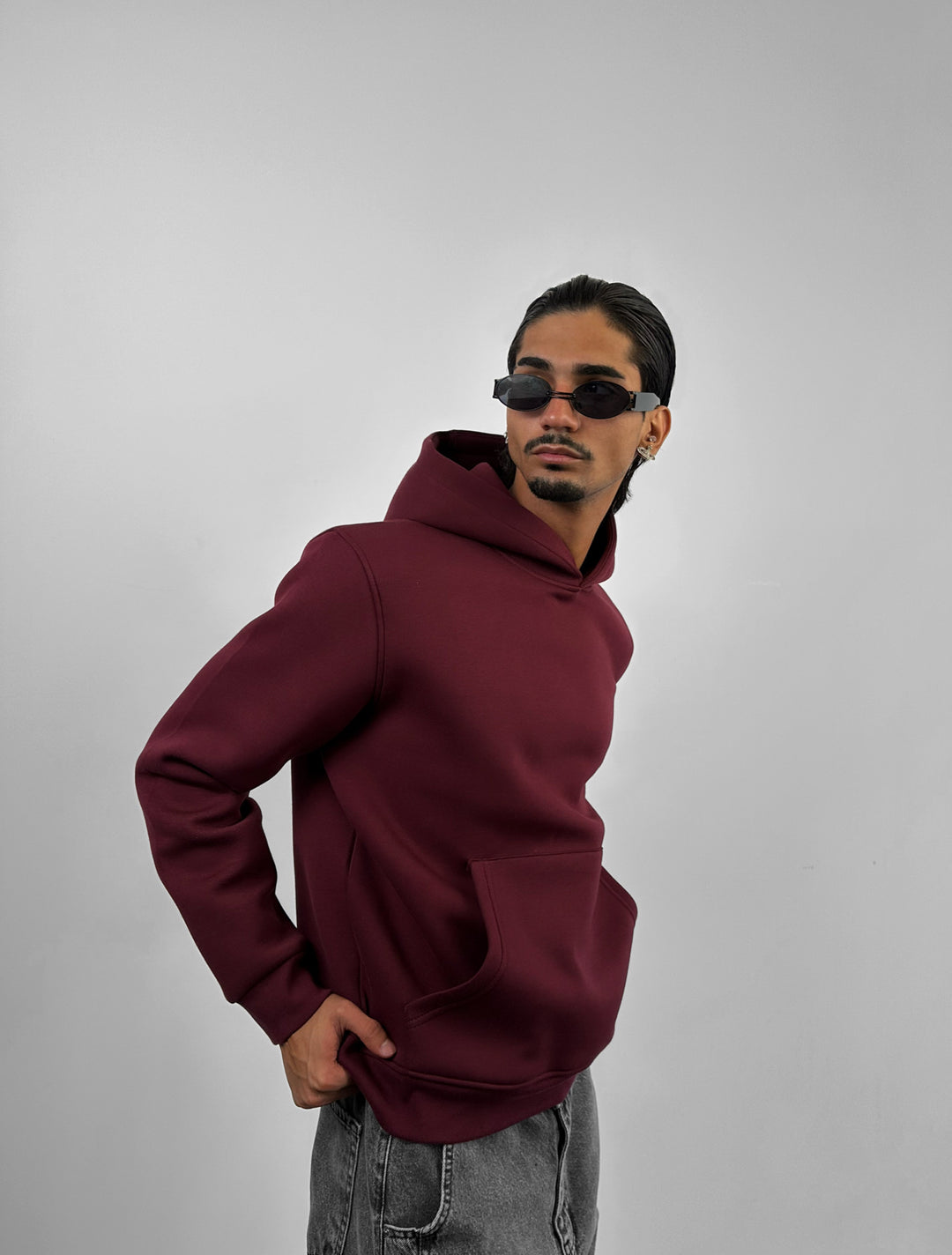 Loose Fit Basic Hoodie - Bordeaux