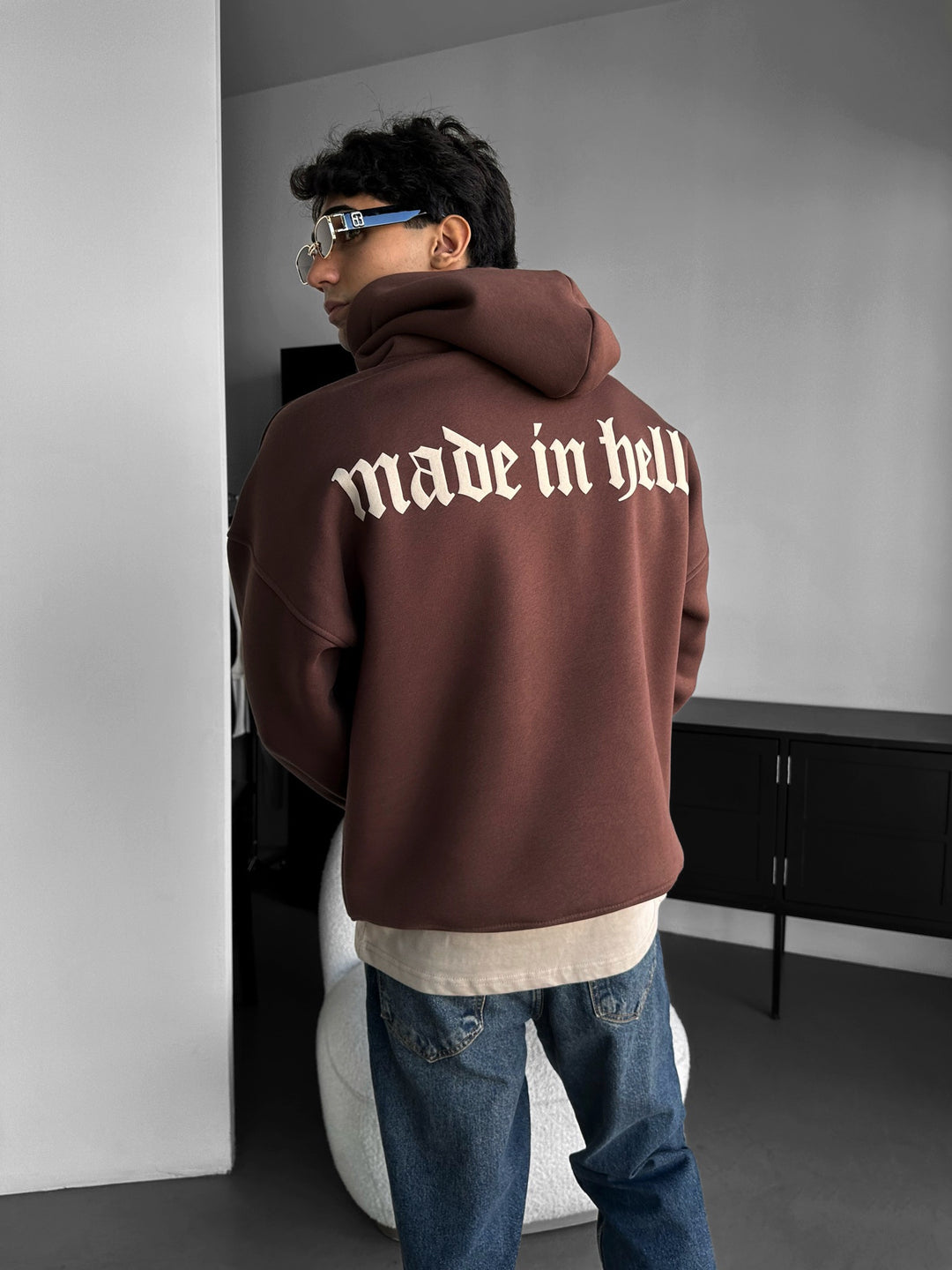 Oversize Made in Hell Hoodie - Brown