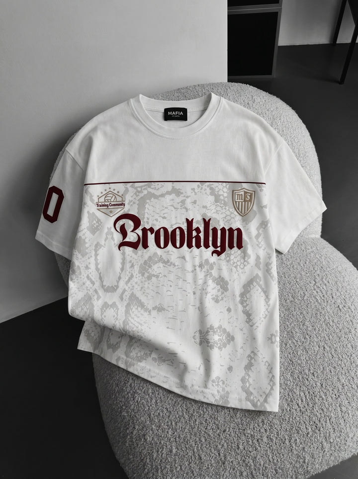 Oversize Brooklyn T-shirt - Ecru and Bordeaux