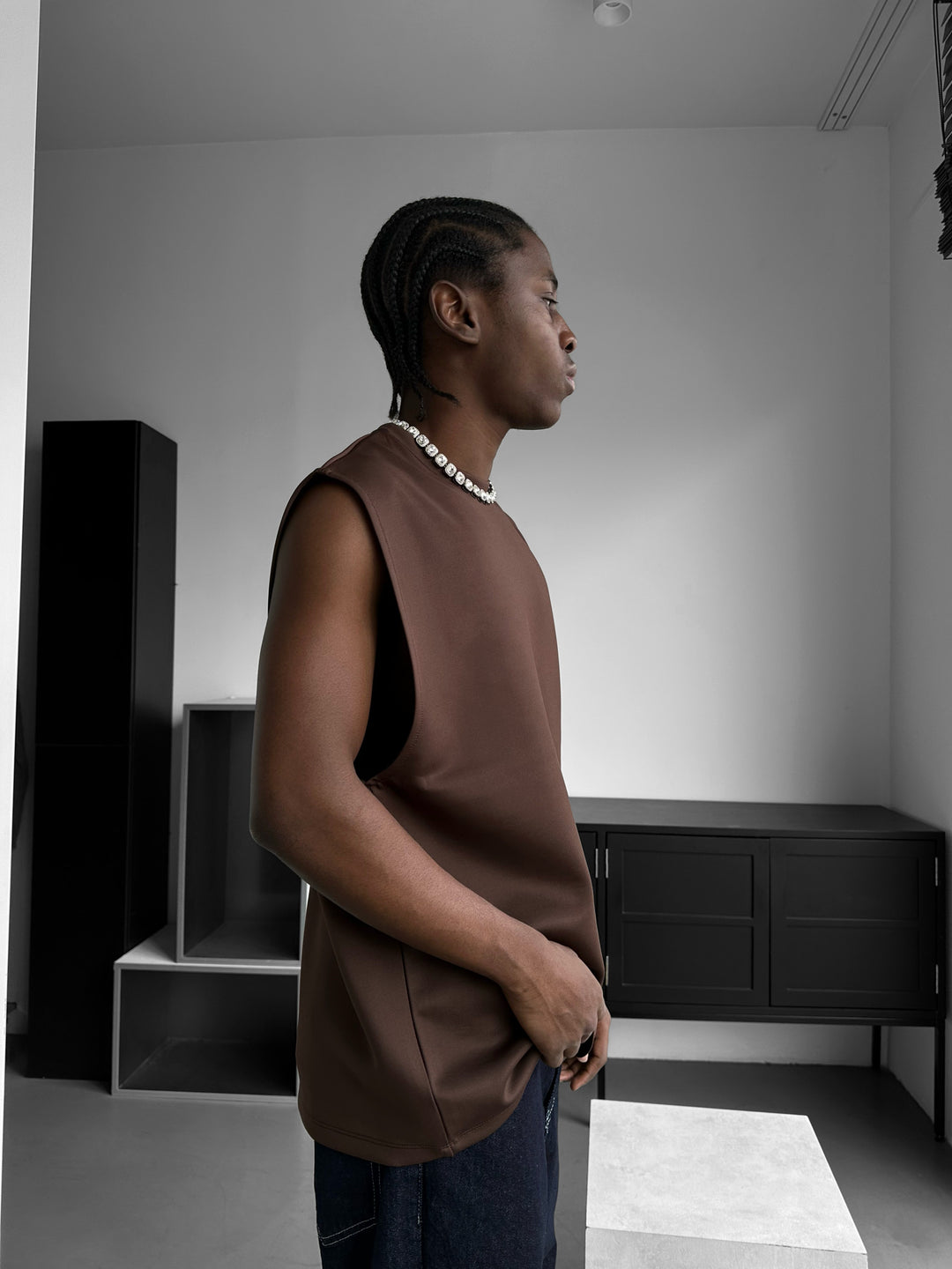 Oversize Diver Tanktop - Brown