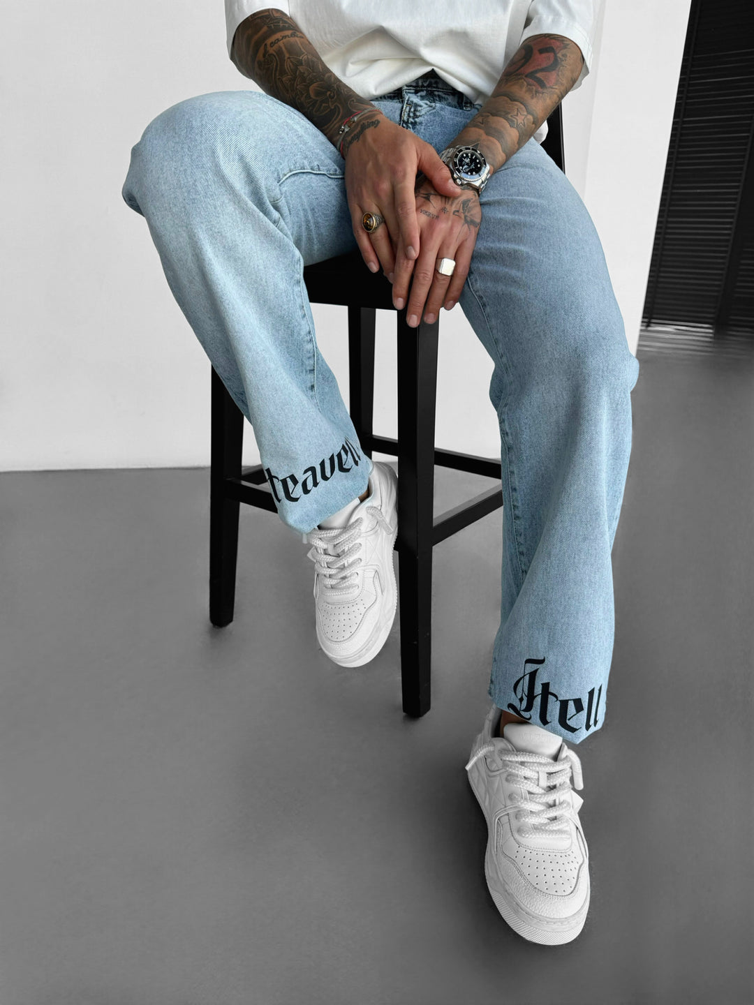 Baggy 'Heaven Hell' Jeans - Ice Blue