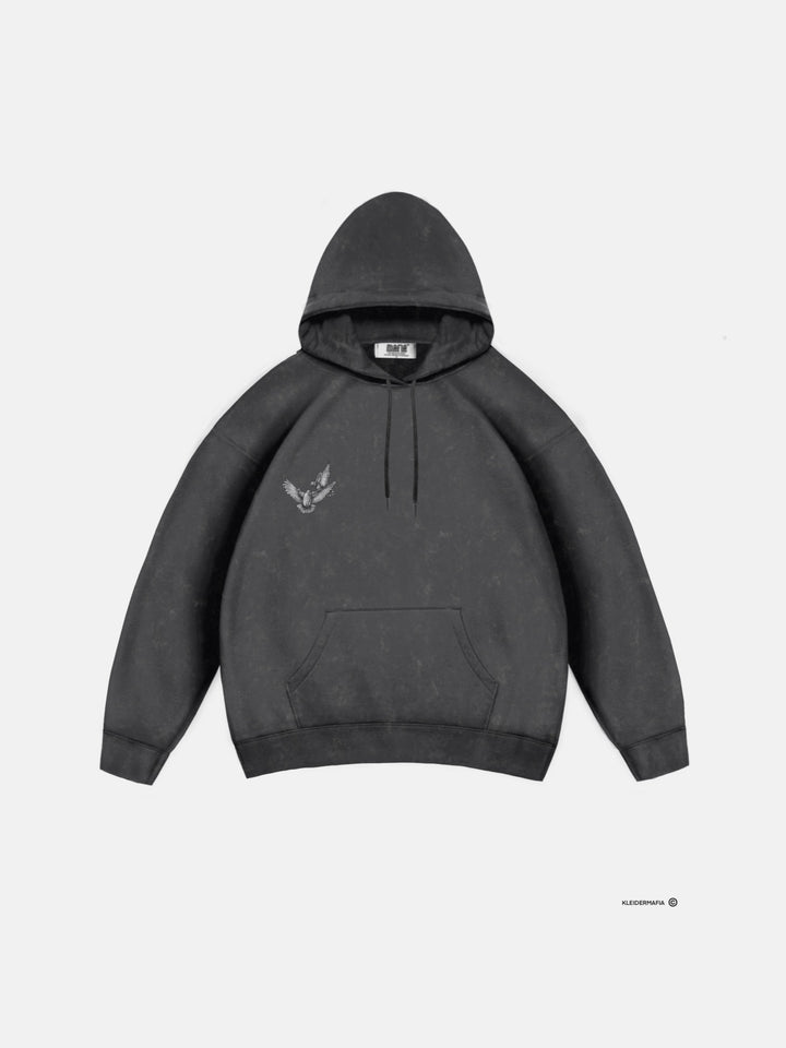 Oversize Washed Vuelo Mafioso Hoodie - Black