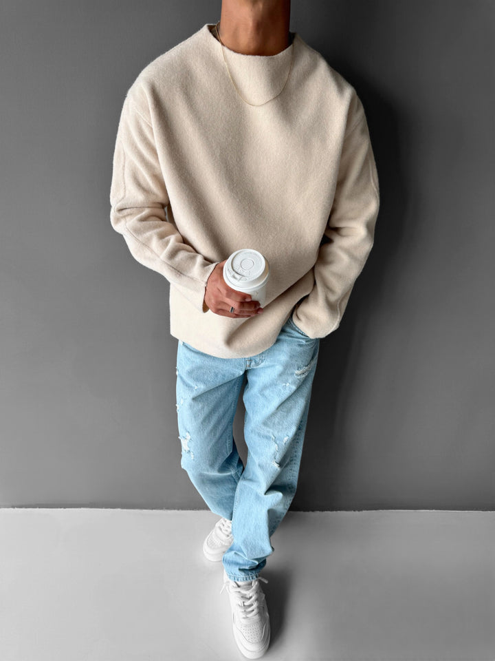 Oversize Fleece Sweatshirt - Beige
