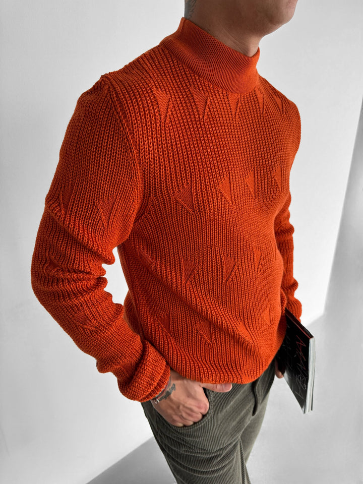 Triangle Pattern Sweater - Burnt Orange