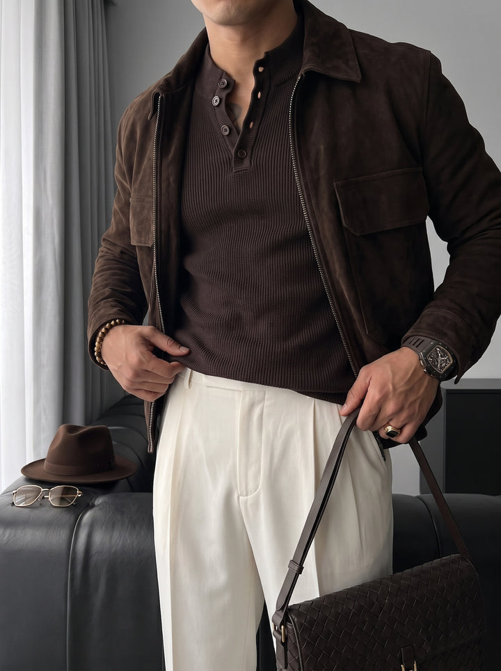 Slim Fit Knit Sweater - Dark Brown
