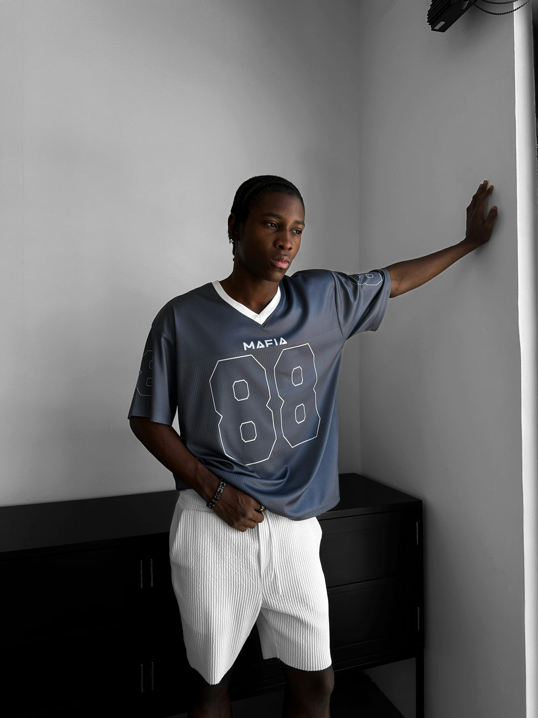 Oversize Varsity Mafia T-Shirt - Anthracite