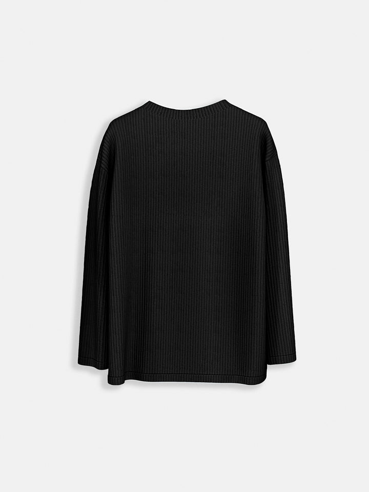 Oversize Cord Sweater  - Black