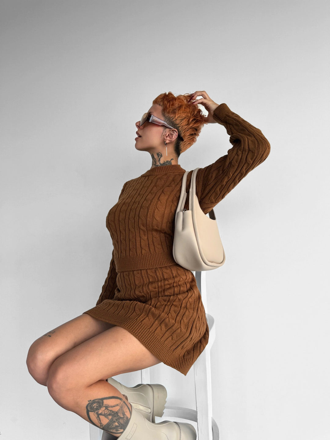 Mini Braid Skirt - Brown